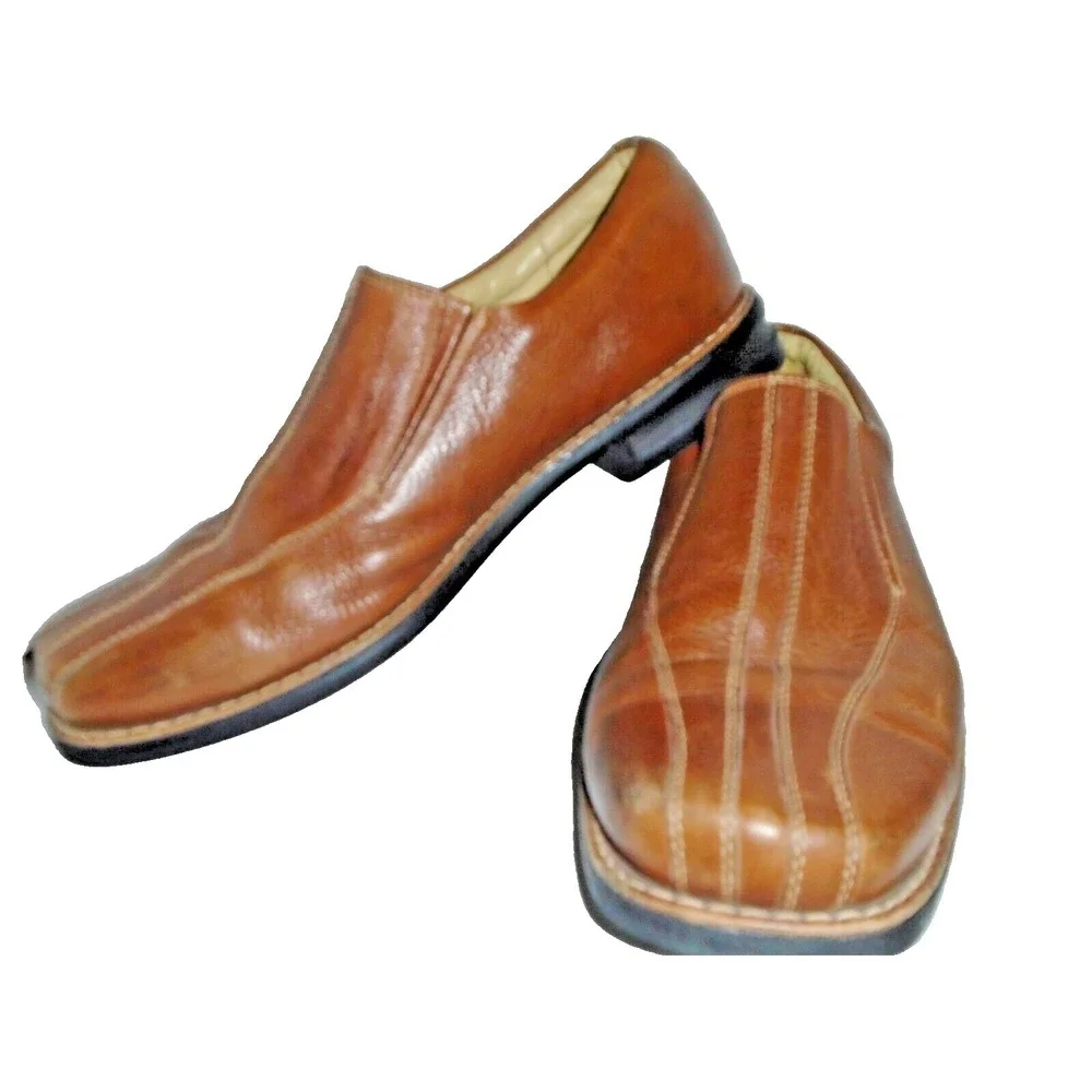 Alfani Mens 11M  Slip On Leather Shoes Brown Loafers Dress Comfort Square Toe